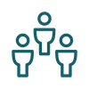 A line icon of three people, representing Inasmuch Foundation's Human Services focus area.